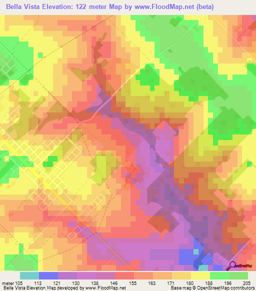 Bella Vista,Paraguay Elevation Map