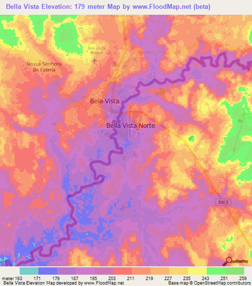 Bella Vista,Paraguay Elevation Map