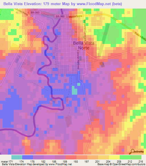 Bella Vista,Paraguay Elevation Map
