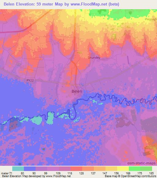Belen,Paraguay Elevation Map
