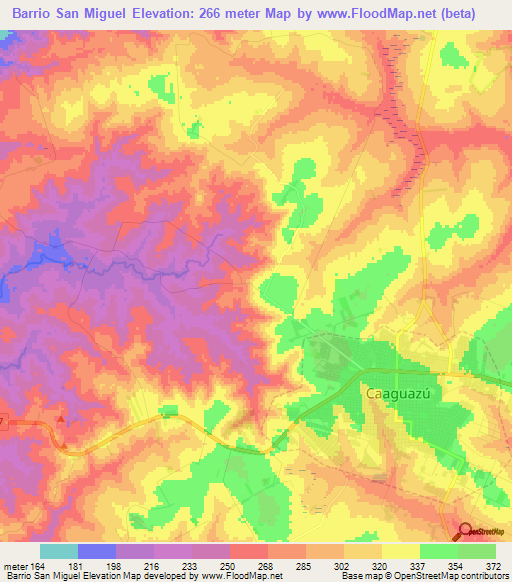 Barrio San Miguel,Paraguay Elevation Map