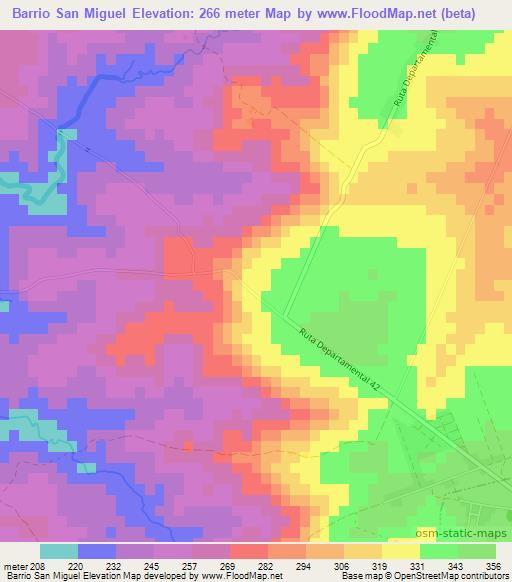 Barrio San Miguel,Paraguay Elevation Map