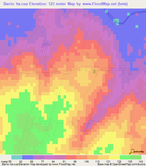 Barrio Ita-cua,Paraguay Elevation Map