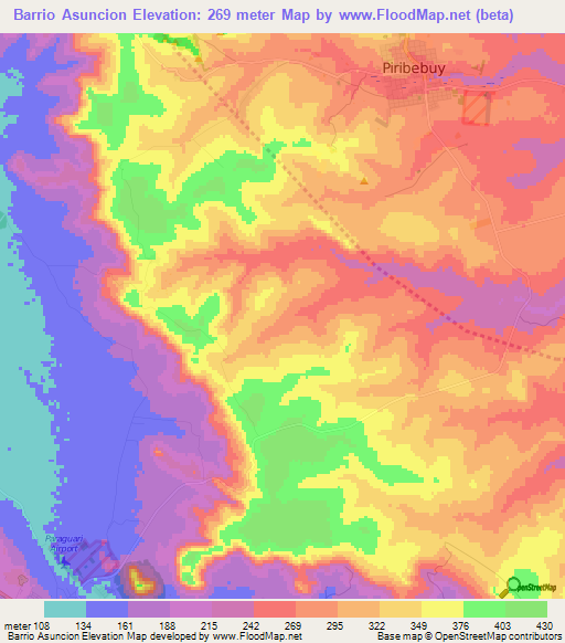 Barrio Asuncion,Paraguay Elevation Map