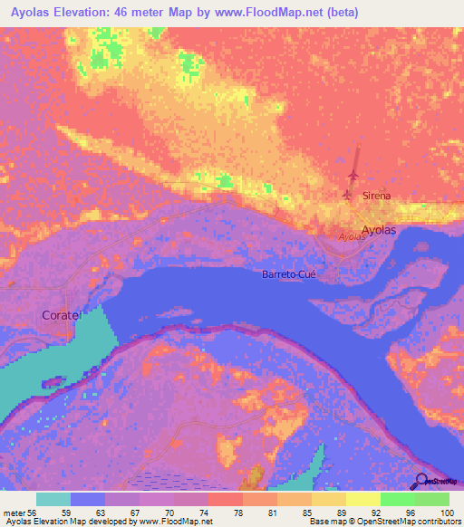 Ayolas,Paraguay Elevation Map