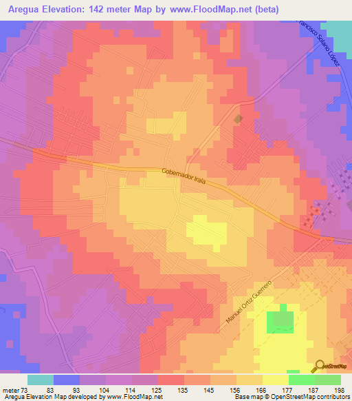 Aregua,Paraguay Elevation Map