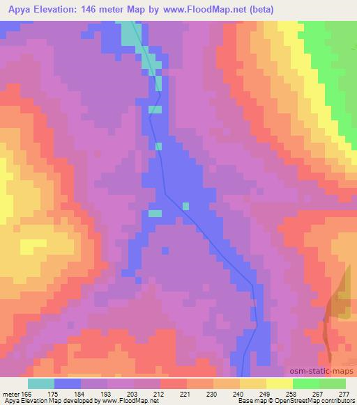 Apya,Paraguay Elevation Map