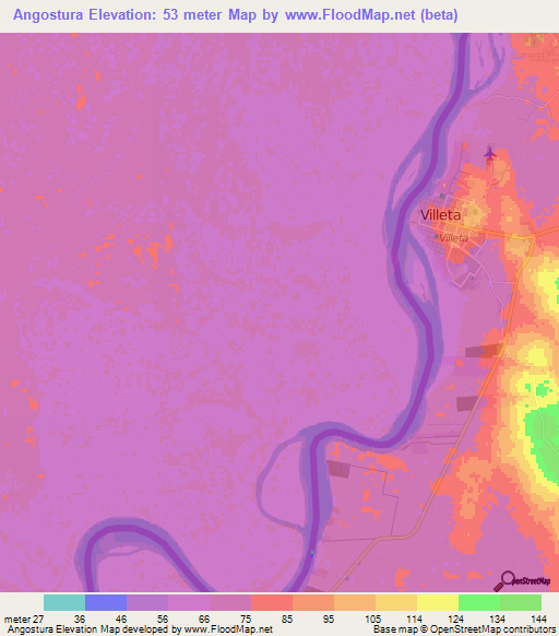 Angostura,Paraguay Elevation Map