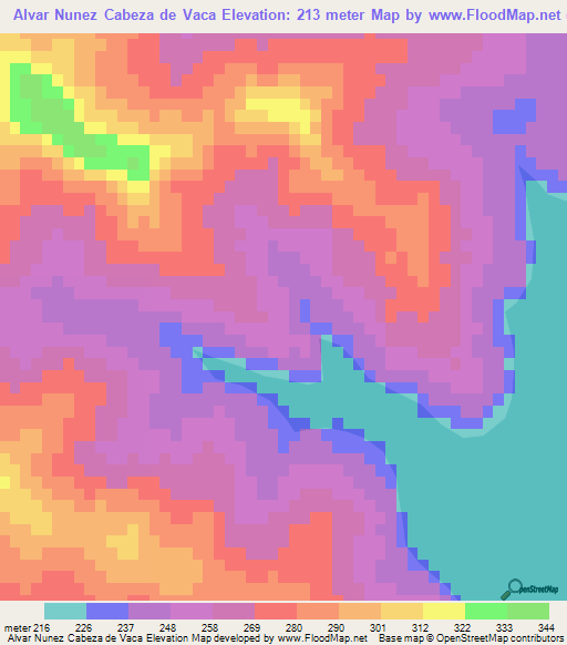 Alvar Nunez Cabeza de Vaca,Paraguay Elevation Map