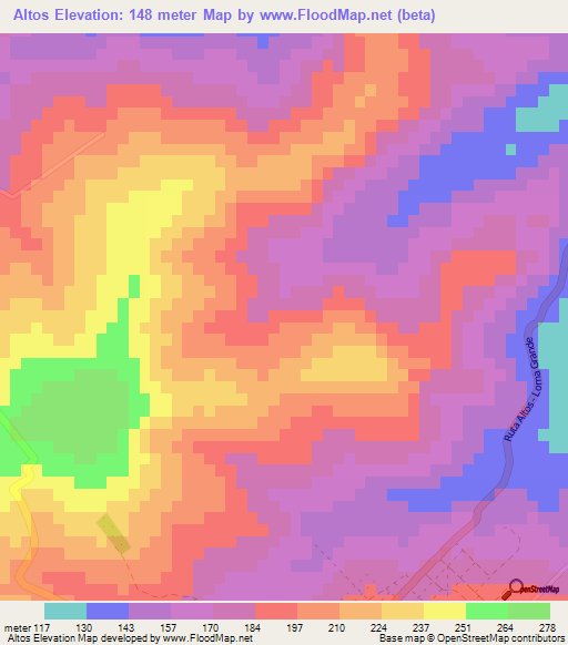 Altos,Paraguay Elevation Map