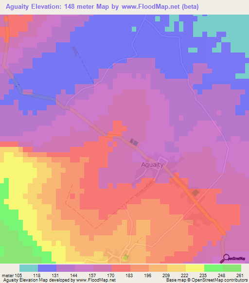 Aguaity,Paraguay Elevation Map