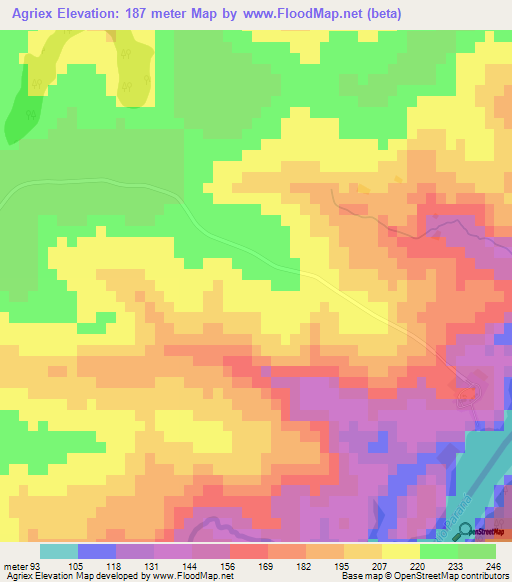 Agriex,Paraguay Elevation Map