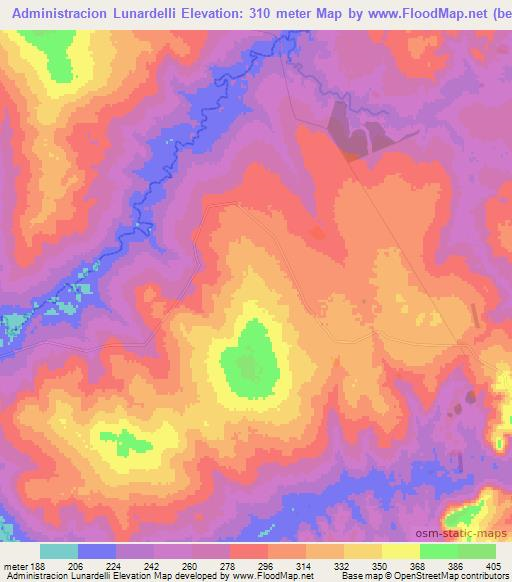 Administracion Lunardelli,Paraguay Elevation Map