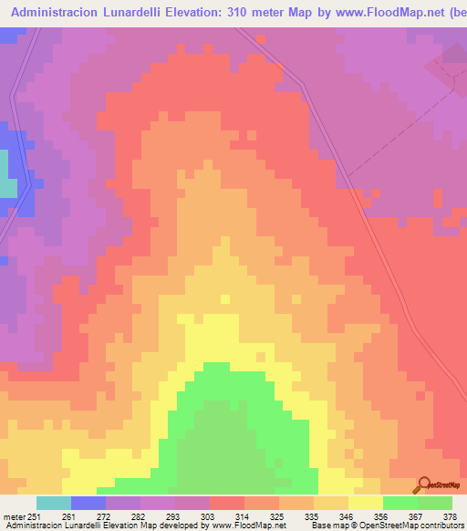 Administracion Lunardelli,Paraguay Elevation Map