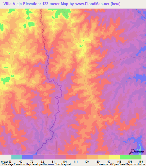 Villa Vieja,Uruguay Elevation Map