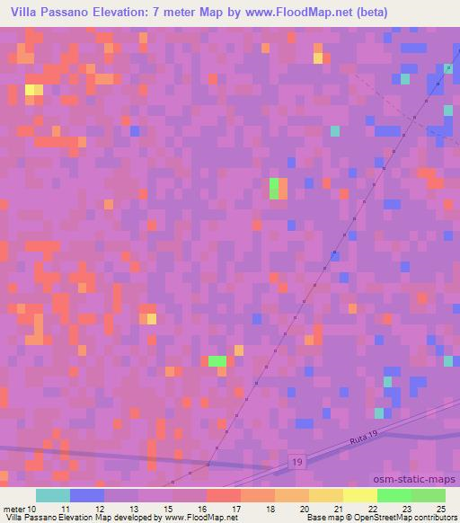 Villa Passano,Uruguay Elevation Map