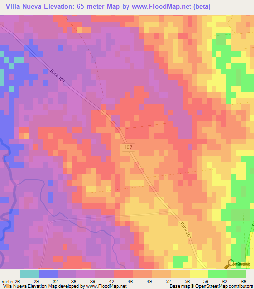 Villa Nueva,Uruguay Elevation Map