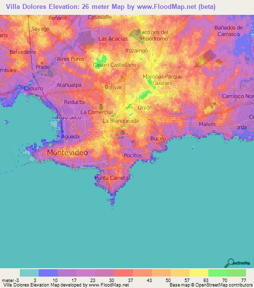 Villa Dolores,Uruguay Elevation Map