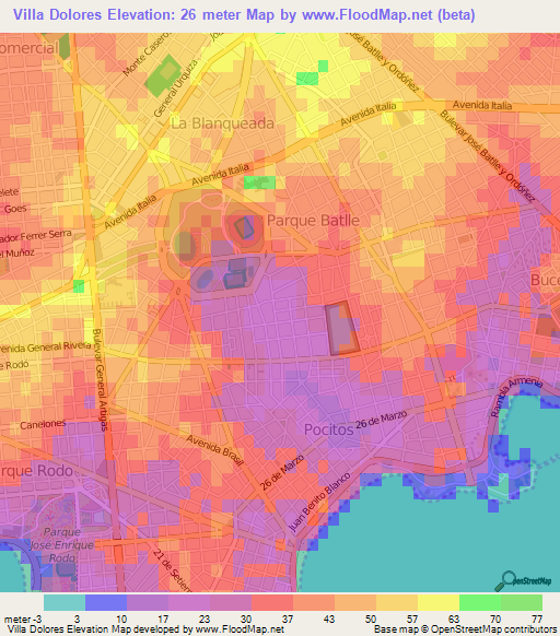 Villa Dolores,Uruguay Elevation Map