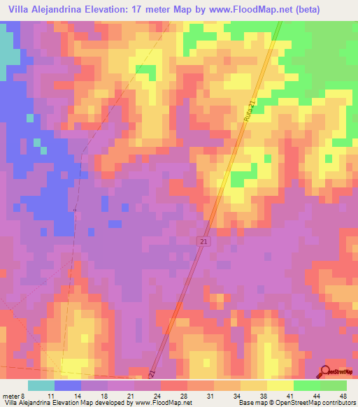 Villa Alejandrina,Uruguay Elevation Map