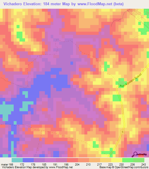 Vichadero,Uruguay Elevation Map