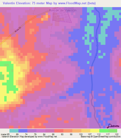 Valentin,Uruguay Elevation Map