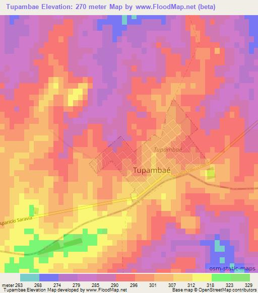 Tupambae,Uruguay Elevation Map
