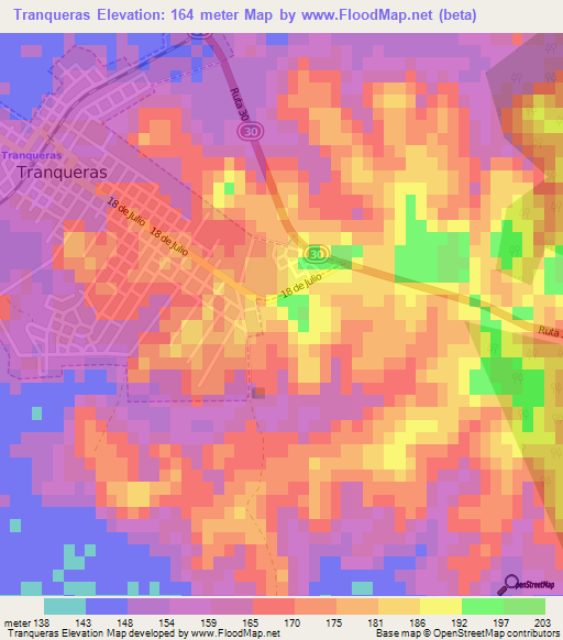 Tranqueras,Uruguay Elevation Map