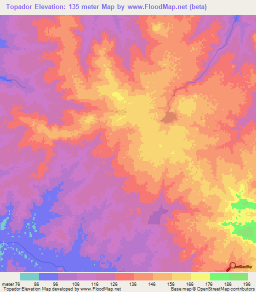Topador,Uruguay Elevation Map