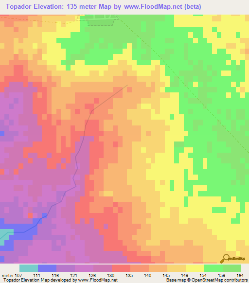 Topador,Uruguay Elevation Map