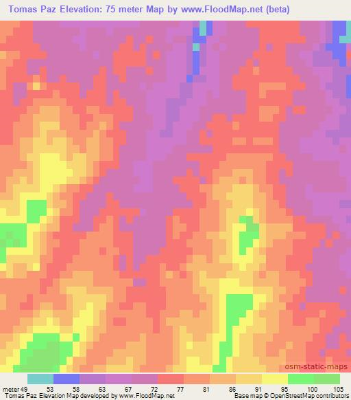 Tomas Paz,Uruguay Elevation Map