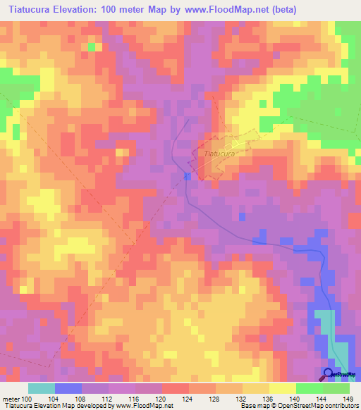 Tiatucura,Uruguay Elevation Map
