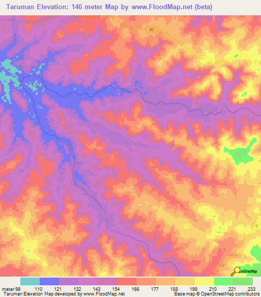Taruman,Uruguay Elevation Map