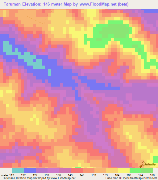 Taruman,Uruguay Elevation Map