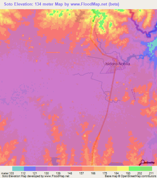 Soto,Uruguay Elevation Map