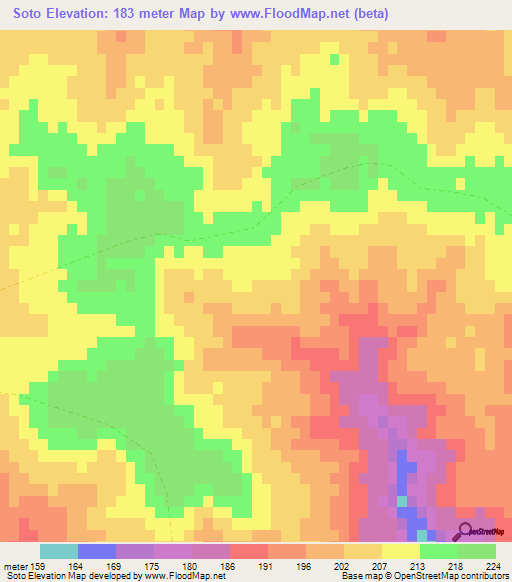 Soto,Uruguay Elevation Map
