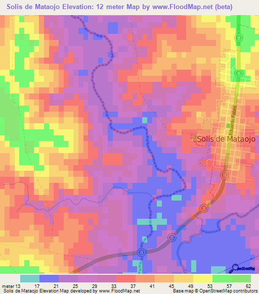 Solis de Mataojo,Uruguay Elevation Map