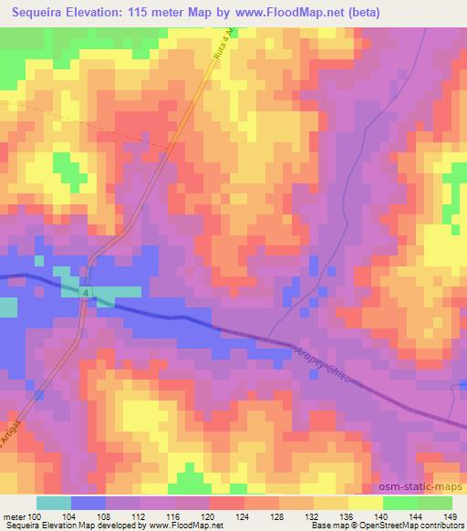 Sequeira,Uruguay Elevation Map