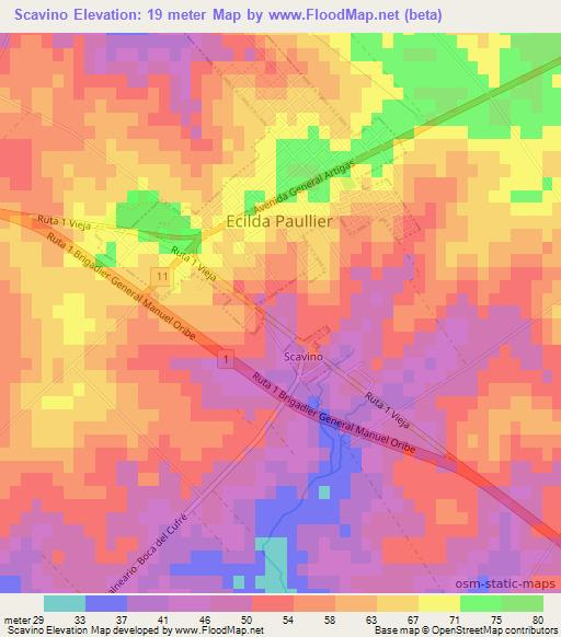 Scavino,Uruguay Elevation Map