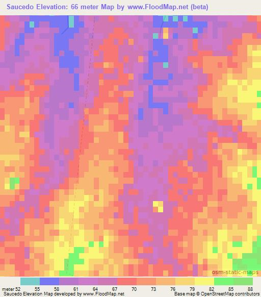 Saucedo,Uruguay Elevation Map