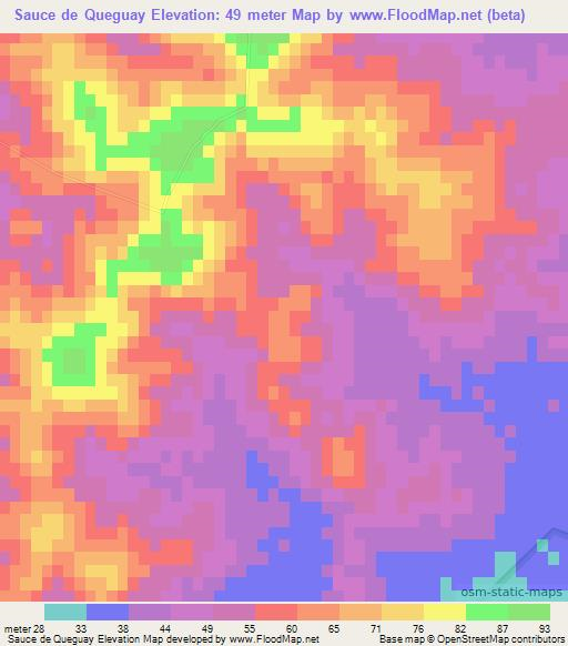 Sauce de Queguay,Uruguay Elevation Map