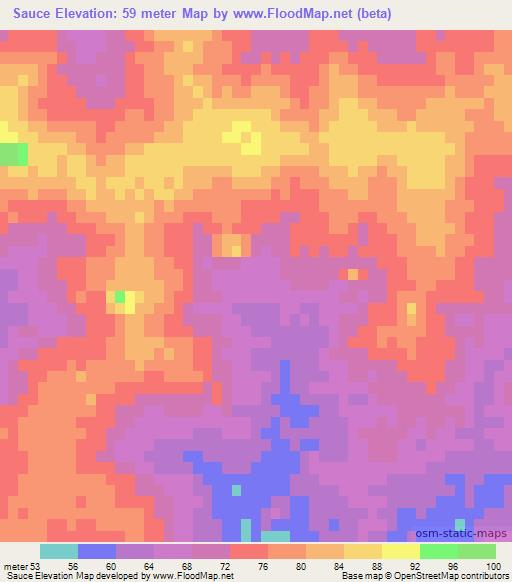 Sauce,Uruguay Elevation Map