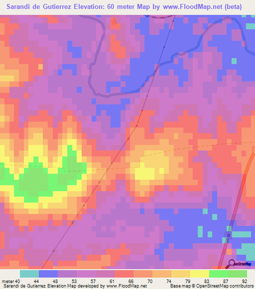 Sarandi de Gutierrez,Uruguay Elevation Map