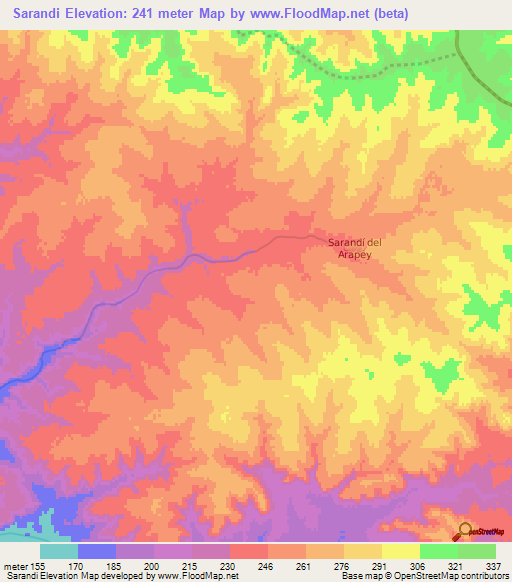 Sarandi,Uruguay Elevation Map