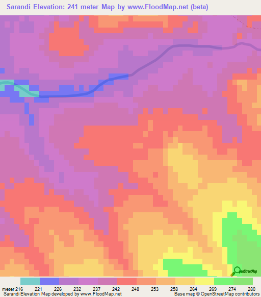 Sarandi,Uruguay Elevation Map