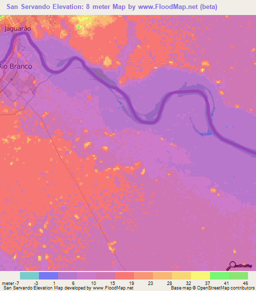 San Servando,Uruguay Elevation Map