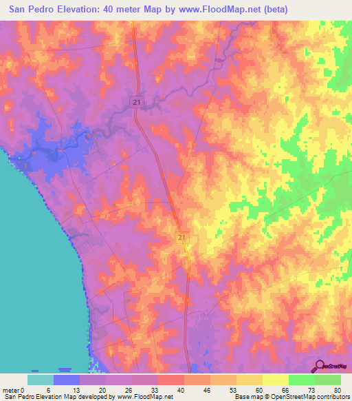 San Pedro,Uruguay Elevation Map