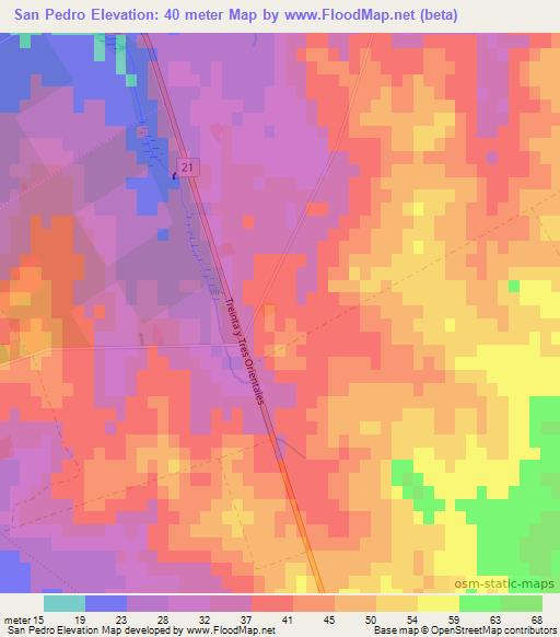 San Pedro,Uruguay Elevation Map