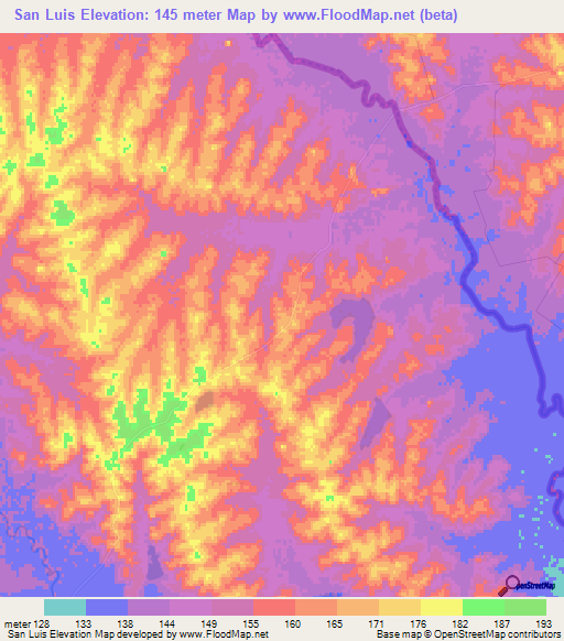 San Luis,Uruguay Elevation Map