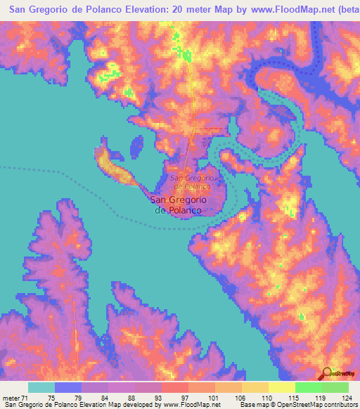 San Gregorio de Polanco,Uruguay Elevation Map